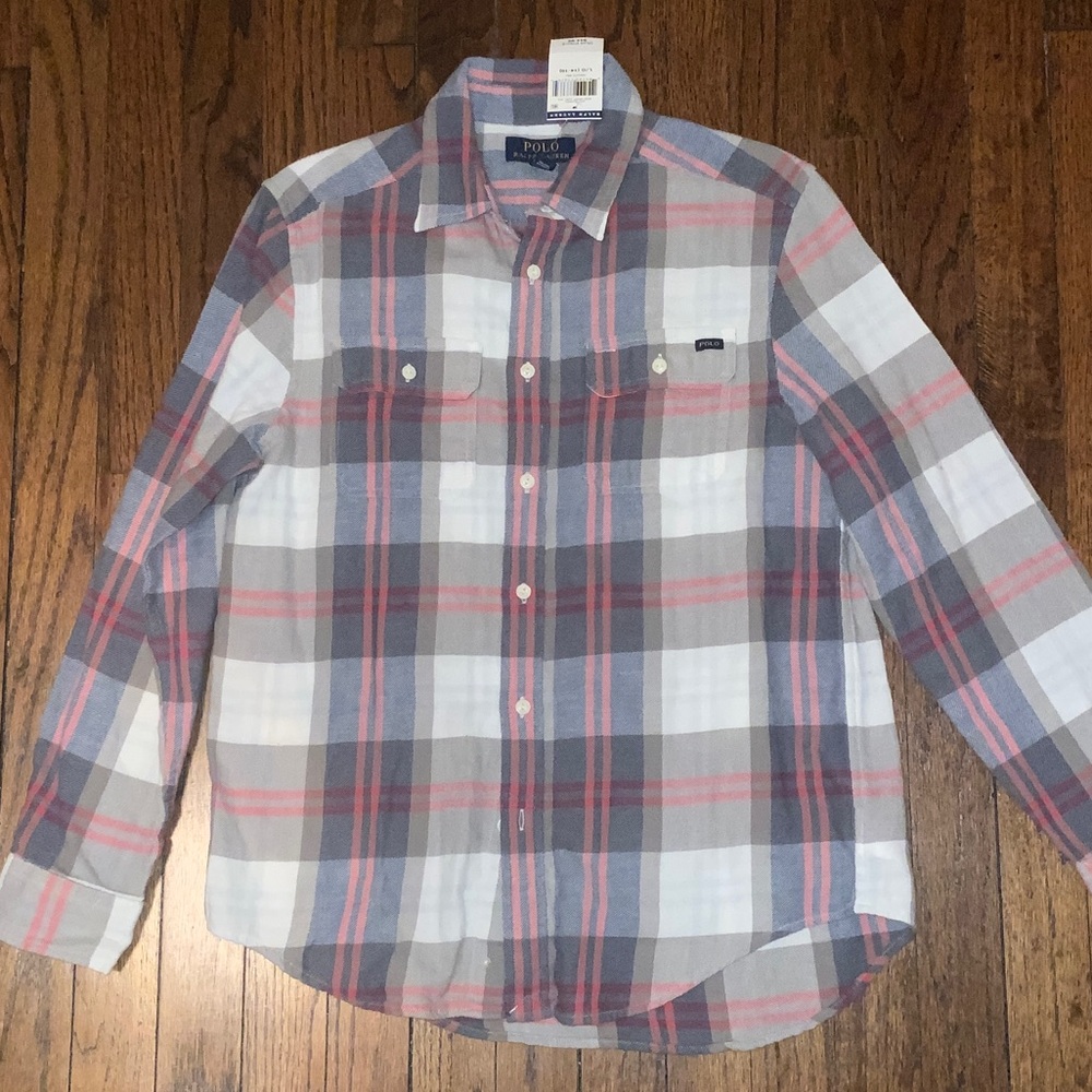Boys Polo Ralph Lauren Multicolor Plaid Shirt size L 14-16